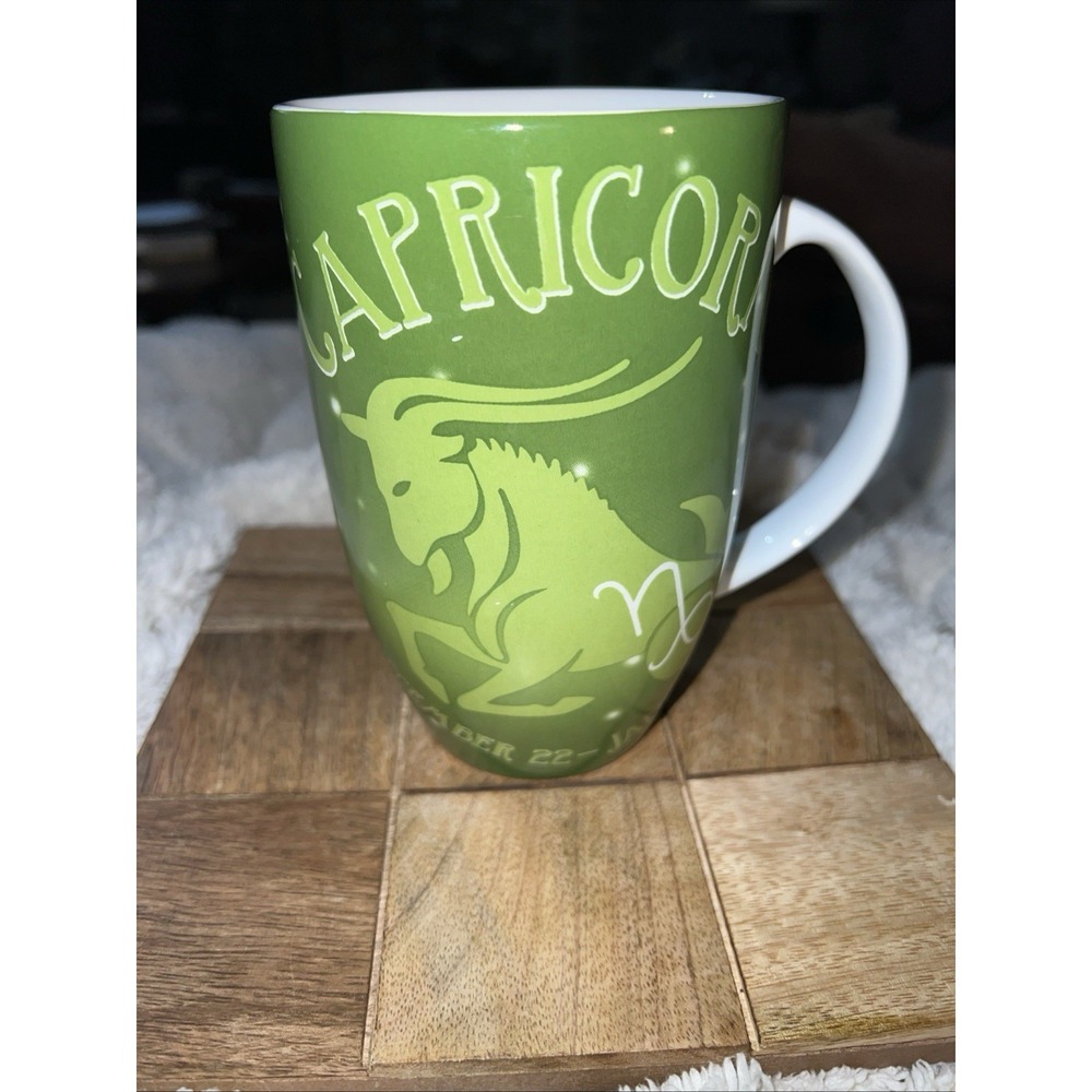 Coventry Porcelain Mug ( Capricorn Dec-22  Jan-19 )  Zodiac 20 oz Green